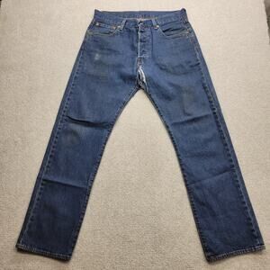 Levi's 501 Men's 32x32 Distressed Ripped Trashed Dark Blue Jeans Vintage